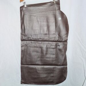 Dark Brown Automotive Upholstery Leather Remnant W/Crash Test Logo Approx 37x21